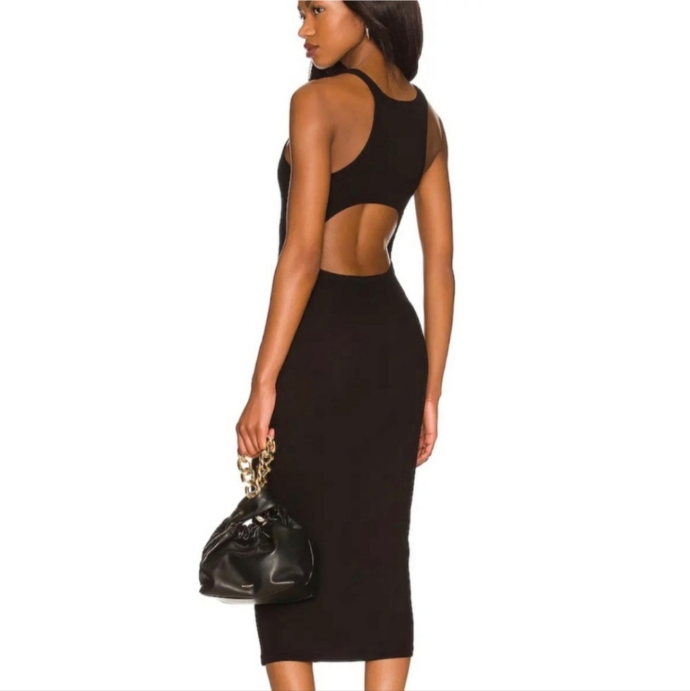 LNA Rilynn Rib Racer dress in black size XL